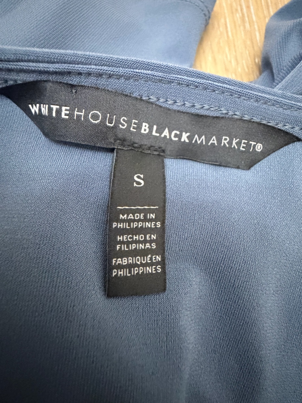 White House Black Market Dusty Blue V-Neck Smocked-Waist Midi Dress - Picture 6 of 6